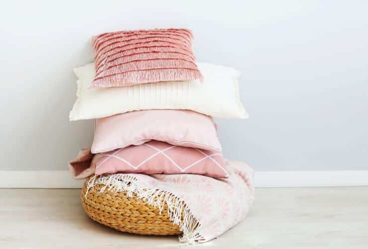 Select colorful throws and pillows.